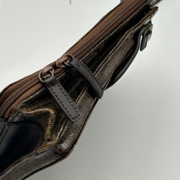 Relic Fossil Organizer Purse Brown Embossed Leather Shoulder Bag Paisley - Picture 16 of 16
